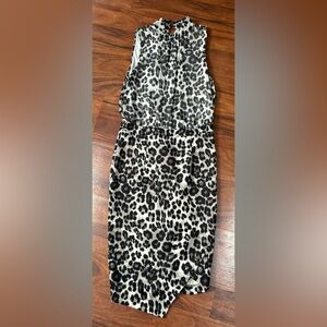 New York & Company Black and White Animal Print Midi Dress